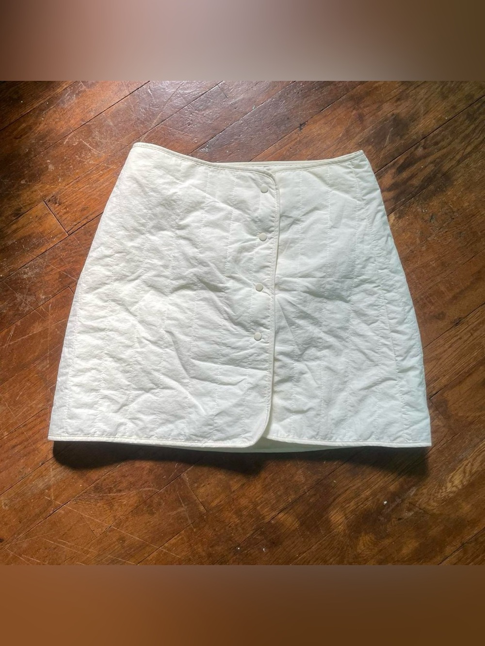 Zara Pale Yellow/Cream Button-Front Mini Skirt